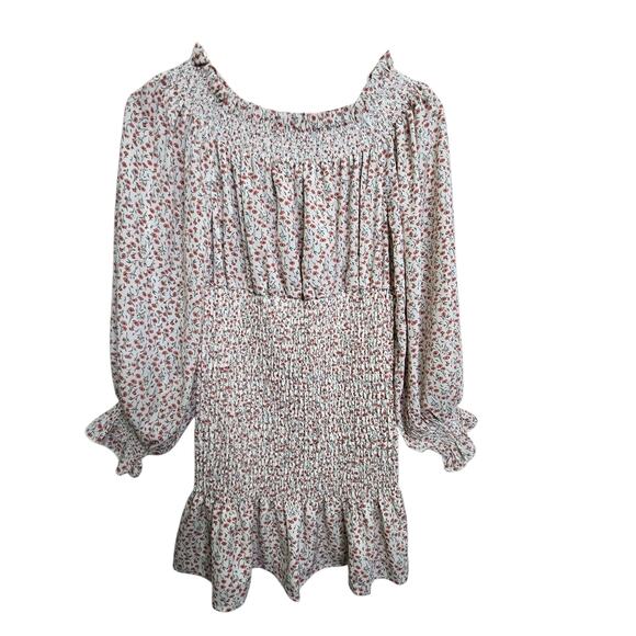 Mable Babydoll Mini Dress Floral Long Sleeve Bohemian Long Sleeve SZ L New w Tag - Picture 1 of 12